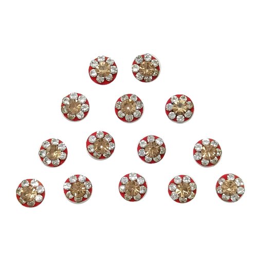 Generic red Velvet Dot Bindi Tattoo Stickers Adhesive Body Jewelry Multi Size Indian Daily Use Forehead Bindi Round Dot golden stud, Small