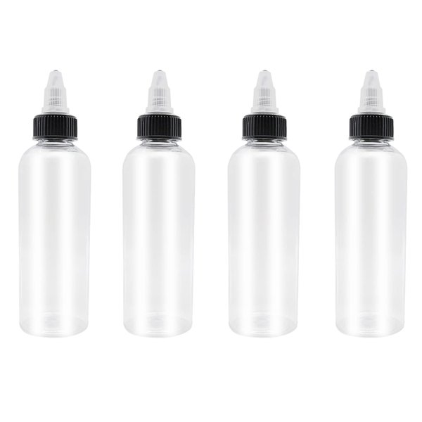 XYSMZM 4 Pcs Dispensing Bottles, 5oz Plastic Boston Squeeze Bottles with Twist Top Cap