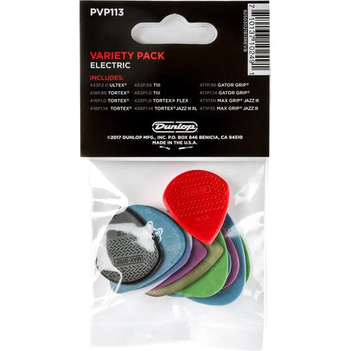 JIM DUNLOP Electric Variety Pack Guitar Picks, 12 Pack, Multi-Color