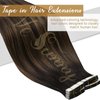 Ve Sunny Brown Tape in Hair Extensions Human Hair Seamless Hair Tape in Extensions Dark Brown Mixed Medium Brown Balayage Tape Hair Extensions Real Human Hair Brown Invisible Bonding 20pcs 50g 18”