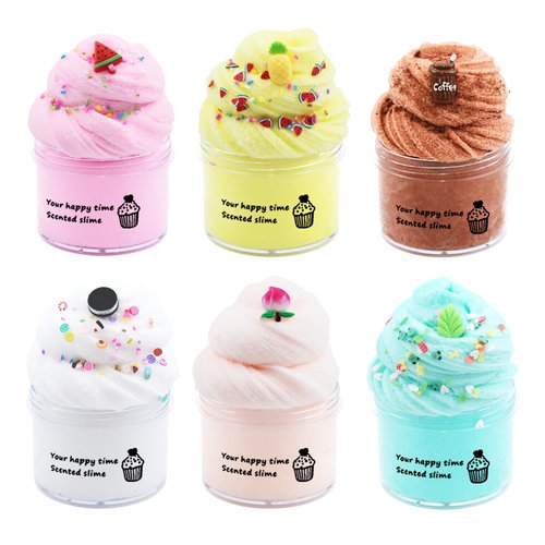 6 Pack Cloud Slime Kit,Birthday Gifts for Kids,Party Favor for Girls & Boys,Non-Sticky,Super Soft Sludge Toy