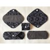 5 Pieces Charcoal Bamboo Mama Cloth/ Menstrual Pads/ Reusable Sanitary Pads (Black lace, Pantyliner (8 inch))