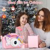 Kids Camera, Christmas Birthday Gifts for Kids, Toddler Camera Toys, 3 4 5 6 7 8 9 Year Old Girl Gifts, Camera for Kids, Multifunctional Digital Camera with Soft Silicone Shell, 32GB Card (Pink)