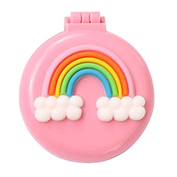 JQYXSS 2 PCS Cute Mini Round Hair Comb Pocket Hairbrushes with Makeup Mirror for Women and Girls