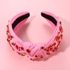 Valentine’s Day Heart Headbands for Women Valentine’s Day Accessories Jeweled Beaded Heart Knotted Headband Pink Red Rhinestone Wide Top Knot Headband Valentine Party Favors Gifts (Heart Headband 4)