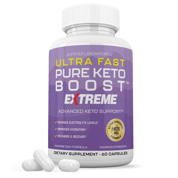 Ultra Fast Pure Keto Boost Extreme Keto Pills 1675MG New & Improved Formula Contains Apple Cider Vinegar Extra Virgin Olive Oil Powder Green Tea Leaf 60 Capsules