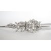 Silver alligator flower and ribbon hair claw clip with clear and AB crystals