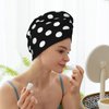 Fiephvsa Unisex White and Black Polka Dot Hair Drying Towels Coral Velvet Head Towel Cap Soft Hair Wrap with Button 1pcs for Home Travel