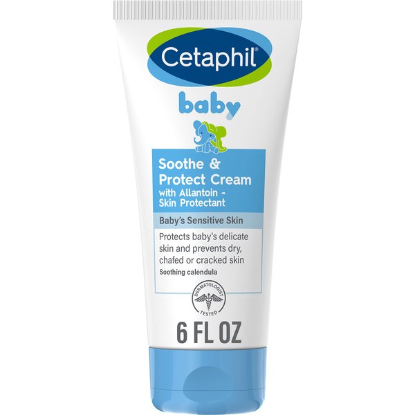 Cetaphil Baby Soothe & Protect Cream with Allantoin Skin Protectant, 6 oz, Prevents Dry, chaffed or Cracked Skin, Baby Cream moisturizes for 24 Hours, Non-Greasy (Packaging May Vary)