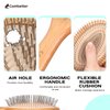 Bamboo Hair Brush Combetter, Smoothing Hair&Massage, Detangling Anti-Static Hairbrush, Natural Wood Comb with Metal Bristles for Women, Men & Children