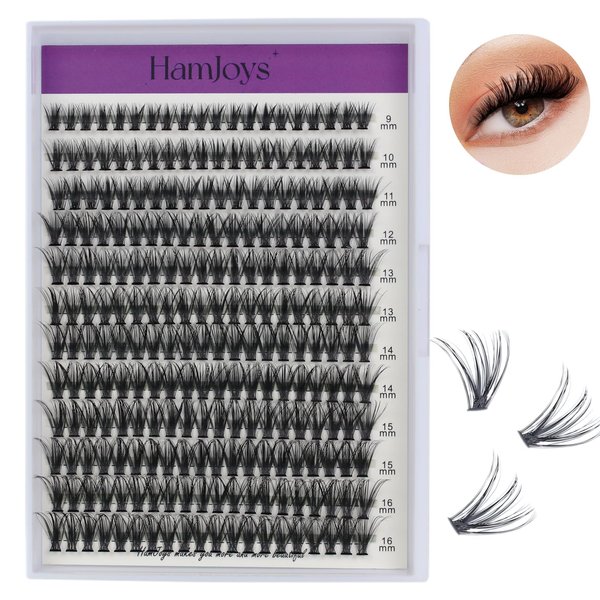 HAMJOYS Lashes Clusters 40D 0.07 D Curl Cluster Lashes Extension Individual Lashes 9-16mm Tray Faux Mink Lash Clusters Extensions Individual Lashes lashes wispy DIY Eyelash (40D-0.07D-9-16mm)