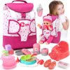 TUZT Baby Doll Accessories Playset, Baby Doll Care Toys with Changing Bag Backpack Feeding Set Baby Doll Nappies Bottle Bath, Birthday Toys for Kids Girls (Baby Doll Not Included)