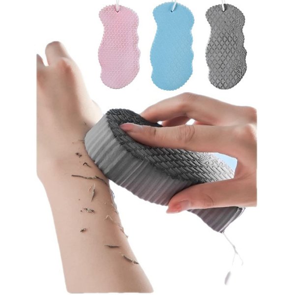 3Pcs Magic Exfoliating Bath Sponge,3D Super Soft Exfoliating Bath Sponge, Skin Friendly and Reusable for Adults Children and Pregnant Women. (Pink+Blue+Gray)