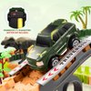 TEMI 239PCS Dinosaur Track Toy for Kids Toddlers 2 3 4 5 6 Years, with 2 Pack Race Cars and 7 Pieces Jurassic Dinos, Create A Dinosaur World with Flexible Tracks, Birthday Gifts for Boys Girls