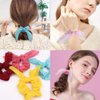 Bow Scrunchies For Hair, 15Pcs Chiffon Scrunchies Silk with Bow, Youth Bright Color Scrunchies Ponytail Holder, Hair Ties Ropes, Rabbit Bunny Ear BowKnot Scrunchies Hair Accessories for Girl Teens