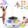 Pawtners Interactive Cat Toy: 4 in 1 Automatic Interactive Kitten Toys for Indoor Cats Rechargeable with Fluttering Butterfly, Track Balls and Ambush Feather