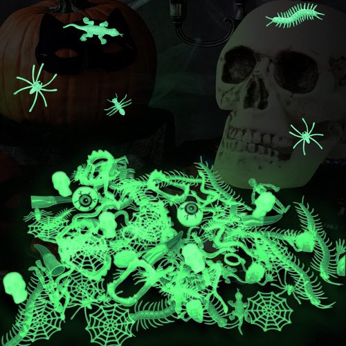 TOY Life 220PCS Halloween Party Favors Halloween Toys for Kids Halloween Goodie Bag Stuffers Fillers Halloween Treat Non Candy Glow in the Dark Bugs Skeleton Spiders Toys Halloween Prize for Classroom
