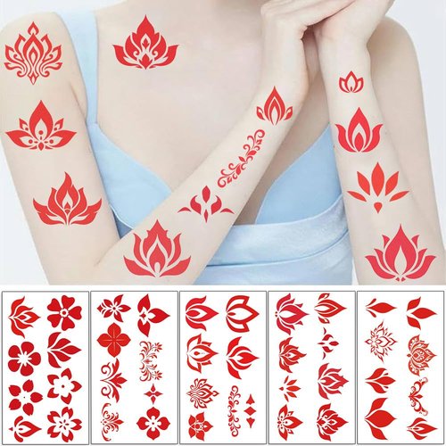 Y 10 Sheet Red Eye Makeup Temporary Tattoo Stickers Women Girls Makeup Festival Carnival Birthday Party Fake Body Tattoos for Girls Beautiful Cosmetics Theme Face Tattoos Body Tattoos