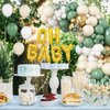 Sage Green Baby Shower Decorations,Boho Greency Neutral Balloon Arch with Oh Baby Balloon Banner Green Gold Balloons For Boy Girl Woodland Baby Shower Birthday Party Supplies