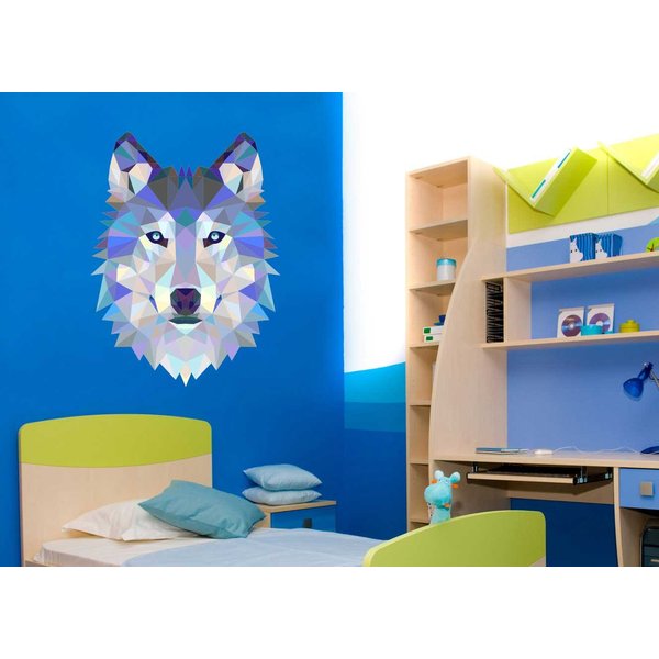 Wolf Diamond Triangles Design Unique Wall Decal - 15" x 11"