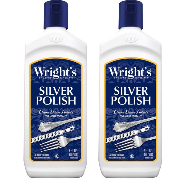 Wright's Silver Cleaner and Polish - 7 Ounce (2 Pack) Ammonia-Free - Use on Silver, Jewelry, Antique Silver