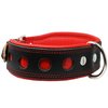 Dogs My Love Real Leather Soft Leather Padded Dog Collar Reflective (13.75"-16.25" Neck; 1.75" Wide, Black/Red)
