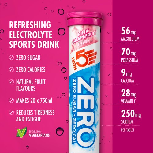 HIGH5 Zero Active Hydration Drink Tabs - 8 x 20 Tablet Tube, Pink Grapefruit