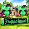 Graduation Party Decorations Green Black Graduation Banner Balloons Set Congrats Grad Yard Banner with 18pcs Balloons for Class of 2024 Party Sign Decor College High School Prom Party Supplies Outdoor