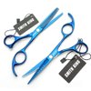 5.5 Inches Hair Cutting Scissors Set with Razor Combs Lether Scissors Case,Hair Cutting Shears Hair Thinning Shears for Personal and Professional (Blue)
