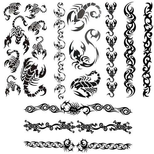Yesallwas Black Bracelets Scorpion Totem Tattoo Stickers Temporary Tattoos Fake Tattoos 4 Sheets