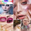 Pakfung 48 Color Glitter Tattoos Kit Kids, Temporary Glitter Tattoos with 209 Stencils, 5 Sheets Glow Temporary Tattoos Stickers, Glitter Art Makeup Kit, Festival Birthday Party Gifts for Girls & Boys