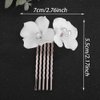 Teyglen Bride Flower Wedding Hair Comb Bridal Flower Headpiece Small Cute White Flower Pearl Hair Piece Decorative Hair Jewelry Accessories for Women Girls (Silver)