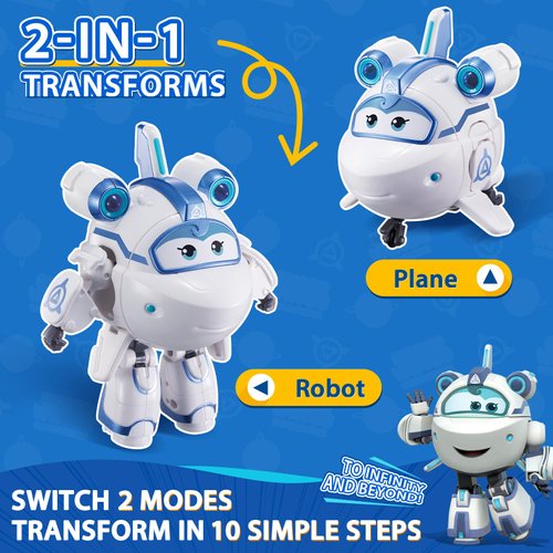 Super Wings Transformer Toys 5" Action Figure Supercharged Tobot Astra, 2 in 1 Rescue Bots Transforming Airplane Robot Toys, Educational Toys for Boys and Girls Age 3+, Gifts for Preschool Kids, Astra