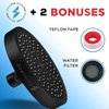 SparkPod Shower Head - High Pressure Rain - Premium Quality Luxury Design - 1-Min Install - Easy Clean Adjustable Replacement for Your Bathroom Shower Heads (Midnight Black Matte, 6 Inch Round)