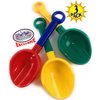 Matty's Toy Stop 10.5" Kids Multi-Color Sand Scoop Plastic Shovels for Sand & Beach (Red/Blue, Yellow/Green & Green/Yellow) Complete Gift Set Bundle - 3 Pack