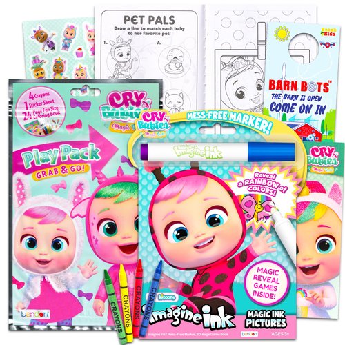 Cry Babies Coloring and Activity Book Set - Bundle with Cry Babies Coloring Book, Mess-Free Imagine Ink, Play Pack with Mini Coloring Pages, Stickers, More | Cry Babies Activity Set