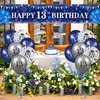 Blue 13th Birthday Decorations for Boys Girls, Navy Blue Silver Happy 13th Birthday Banner and 13th Birthday Balloons for 13th Birthday Anniversary Party Supplies, Thirteen Year Old Party Decorations