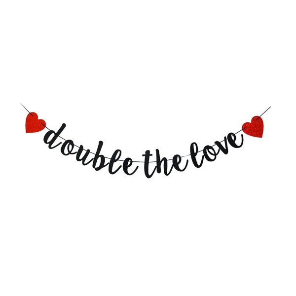 Double The Love Banner, Twins Baby Shower/Birthday Party Sign, Engagement Party Decoration Supplies