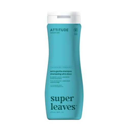 ATTITUDE Extra Gentle Hair Shampoo, EWG Verified, Soothes Dry Scalp, Naturally Derived Ingredients, Vegan and Plant Based, Unscented, 16 Fl Oz