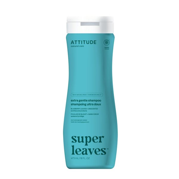 ATTITUDE Extra Gentle Hair Shampoo, EWG Verified, Soothes Dry Scalp, Naturally Derived Ingredients, Vegan and Plant Based, Unscented, 16 Fl Oz