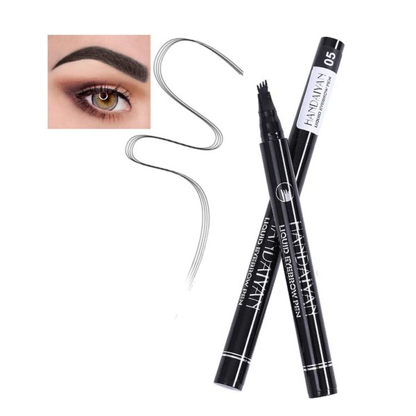 AKARY Tattoo Eyebrow Pen, Four-Fork Lasting Liquid Eyebrow Pencil with a Micro-Fork Tip Applicator Precisely, 3D Natural Wild Eyebrow Maker Pen for Beginners, 24-Hour Waterproof & Sweat-Proof (#05 Black)