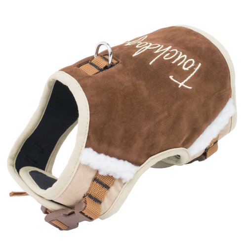 TOUCHDOG 'Tough-Boutique' Adjustable Fashion Designer Pet Dog Harness and Leash Combination, Small, Dark Choco Brown