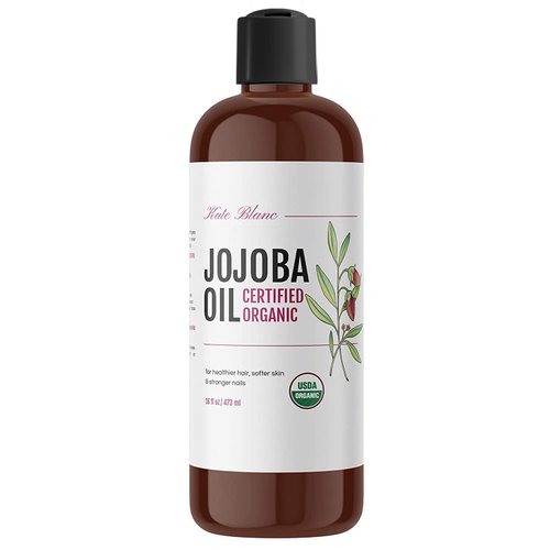 Kate Blanc Cosmetics Jojoba Oil for Hair, Face & Skin. Gua Sha Oil for Face Massage & Dermaplaning (16oz, Organic, 100% Pure, Natural)