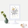 Andaz Press White and Gold Glittering Graduation Party Collection, Framed Party Sign, Double-Sided 4x6-inch, Cards & Gifts, 1-Pack, Includes Reusable Frame