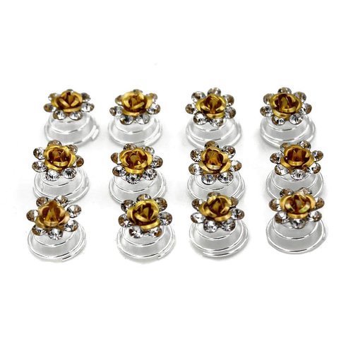24 Pcs Bridal Wedding Rhinstone Spiral Twist Screw Hair Pins Rose Flower Hair Clips Spiral Bobby Pins Hair Bun Styling Tool Hair Accessories (Gold)