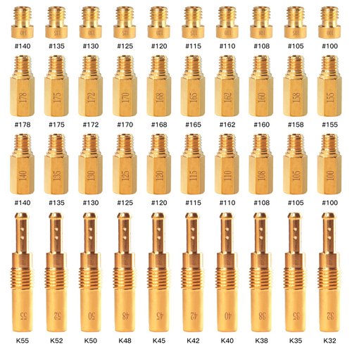 40PCS Carburetor Main Jet Slow Pilot Jet Kit, Include 30pcs Main Jets and 10pcs Slow Pilot Jet for PWK Keihin OKO CVK Crab,Replace #SCL-2018090002-ZH-T-01/02 SCL-2018090001/03-ZH-T-01