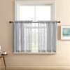 Grey Kitchen Curtains Semi Sheer Privacy Linen Textured Rod Pocket Short Tier Cafe Curtain Valances Silver Light Gray Bathroom Window Curtains Bedroom 2 Panels Set 24 Inch Length