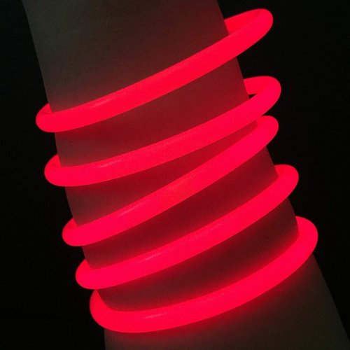 Glow Sticks Bulk Wholesale Bracelets, 100 8” Red Glow Stick Glow Bracelets, Bright Color, Glow 8-12 Hrs, 100 Connectors Included, Glow Party Favors Supplies, Sturdy Packaging, GlowWithUs Brand