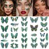 Temporary Tattoos Stickers Green Butterfly Wings Peacock Feather Design Decal Women Face Eye Makeup Art Party Supplies 10 Sheets