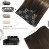Moresoo Human Hair Clip in Extensions Balayage Clip in Hair Extensions Human Hair Dark Brown to Golden Brown with Dark Ash Blonde Real Hair Extensions Clip in Human Hair Double Weft 16inch 7Pcs 120G